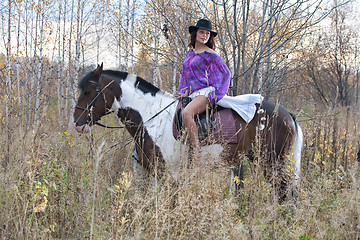 Image showing Young Woman And Horse