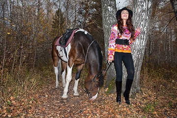 Image showing Young Woman And Horse