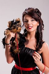 Image showing Young Woman With A Little Dog
