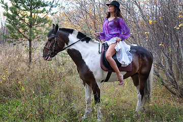 Image showing Young Woman And Horse