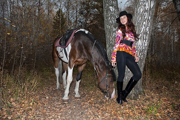 Image showing Young Woman And Horse