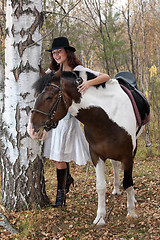 Image showing Young Woman And Horse