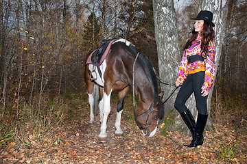 Image showing Young Woman And Horse