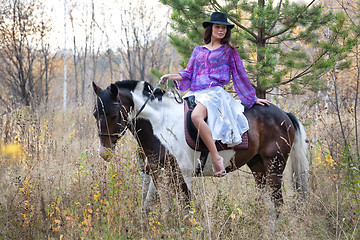 Image showing Young Woman And Horse