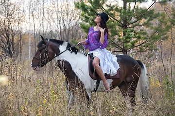 Image showing Young Woman And Horse