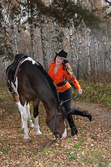 Image showing Young Woman And Horse