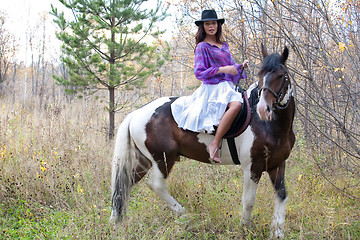 Image showing Young Woman And Horse