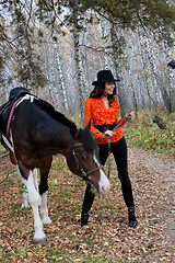 Image showing Young Woman And Horse