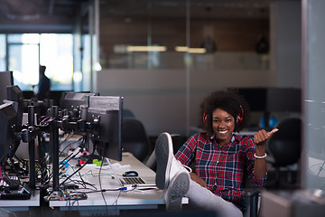 Image showing portrait of a young successful African-American woman in modern 