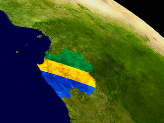 Image showing Gabon with flag on Earth