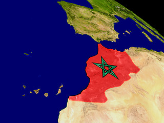 Image showing Morocco with flag on Earth