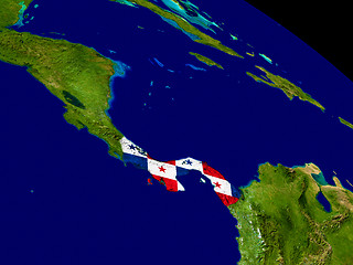 Image showing Panama with flag on Earth