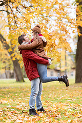 Image showing happy young couple meeting in autumn park