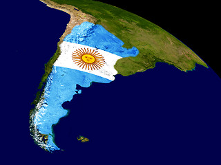 Image showing Argentina with flag on Earth