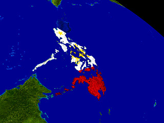 Image showing Philippines with flag on Earth