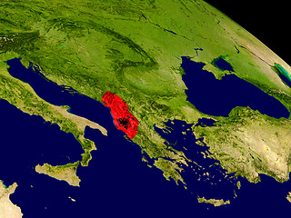 Image showing Albania with flag on Earth