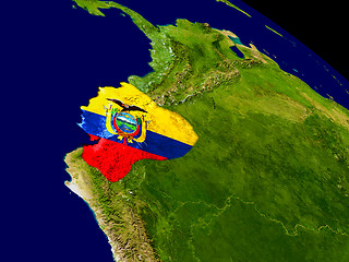 Image showing Ecuador with flag on Earth