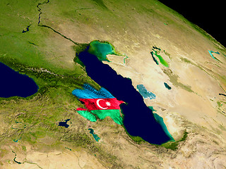 Image showing Azerbaijan with flag on Earth