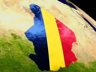 Image showing Chad with flag on Earth