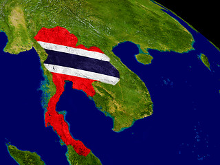 Image showing Thailand with flag on Earth