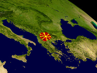 Image showing Macedonia with flag on Earth