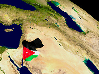 Image showing Jordan with flag on Earth