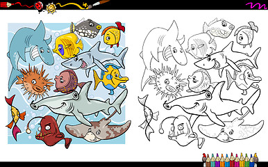 Image showing fish characters coloring book