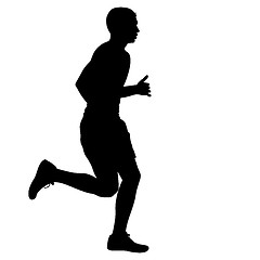 Image showing Silhouettes Runners on sprint, men. illustration.