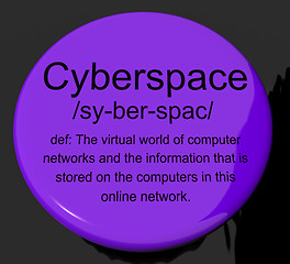 Image showing Cyberspace Definition Button Showing Virtual World Of Online Net