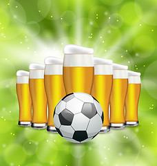 Image showing Football Poster with Glasses of Beer and Soccer Ball