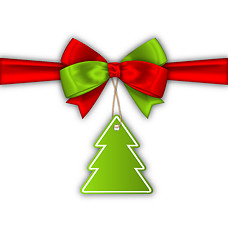 Image showing Bow Ribbon with Christmas Tree Label
