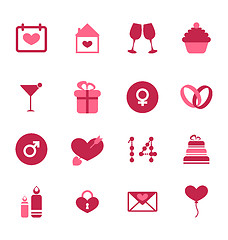 Image showing Modern flat icons for Valentines Day, design elements, isolated 