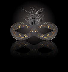 Image showing Theater or Carnival mask with reflection on black background