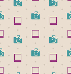Image showing  Retro Seamless Texture with Snapshots and Cameras, Vintage Patt