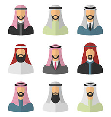 Image showing Set Arabic Men Flat Icons