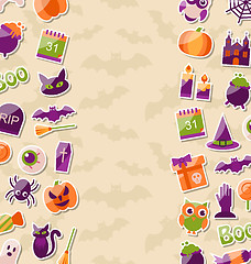 Image showing Cute Background for Halloween Party with Colorful Flat Icons