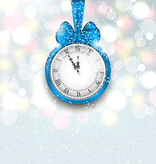 Image showing New Year Midnight Shimmering Background with Clock