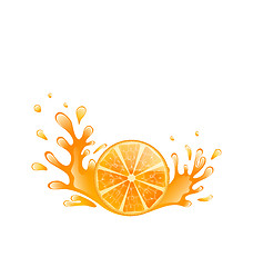 Image showing Slice of Orange with Splashing, Isolated on White Background