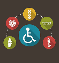 Image showing Flat Colorful Icons Disabled with Limited Opportunities and Birth Defects