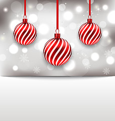 Image showing Christmas glossy card with red balls