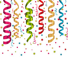 Image showing Confetti holiday background with set colorful paper serpentine