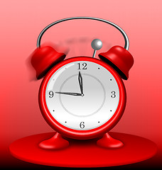 Image showing Red Alarm Clock Ringing Wildly