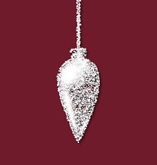Image showing Christmas tree icicle red backdrop made from white hoarfrost par
