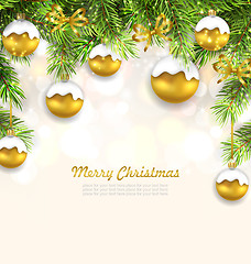 Image showing Natural Christmas Background with Fir Twigs