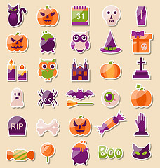 Image showing Set of Halloween Flat Icons, Scrapbook Elements