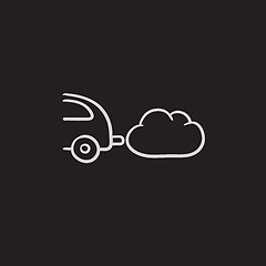 Image showing Car spewing polluting exhaust sketch icon.