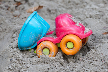 Image showing Children\'s machine in the sand