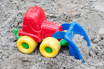 Image showing Children\'s machine in the sand