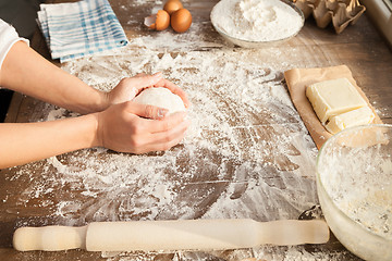 Image showing Cooker is making dough.