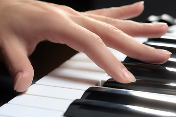 Image showing Girl\'s hands on the keyboard of the piano